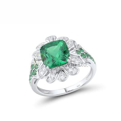 China Fashion P.J. Design Sterling Silver Ring Green Spinel White CZ for gift for sale