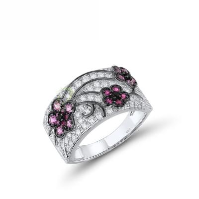 China Fashion P.J. Design Red Plum Blossom Flower Ring 925 Sterling Silver with Sparkling Cubic Zircon Jewelry for sale