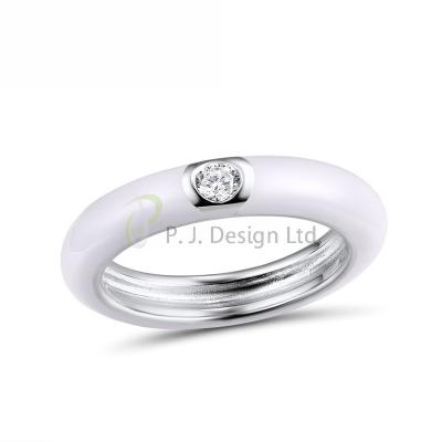 China Fashion 2022 NEW pretty Sterling Silver Ring Enamel White CZ for Wedding for sale