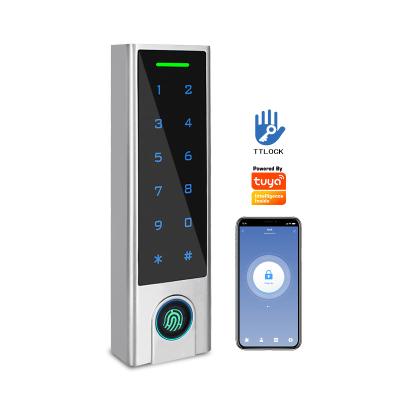 China TTLOCK TUYA 22*148*43.5mm App Fingerprint IP66 Touch Keypad Remote Control Waterproof Card Reader for sale