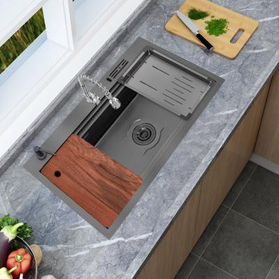 China Without Faucet High quality stainless steel waterfall large kitchen sink with taps for sale