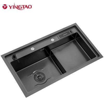 China Without Faucet Home kitchen sinks two bowls kitchen stainless steel sinks with sink hole custom for sale