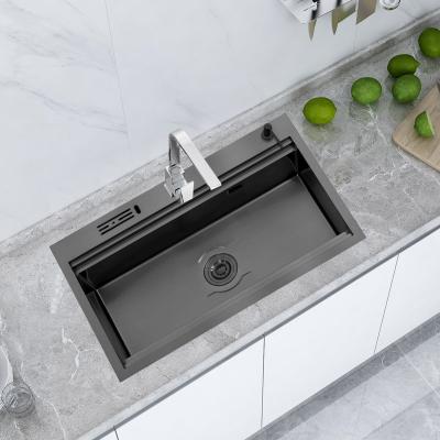 China Without Faucet Household high end square kitchen sinks stainless steel luxury workstation kitchen sink for sale