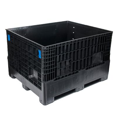 China High Load Capacity Large Heavy Duty HDPE Vented Stackable Foldable Fruit Vegetable Storage Bulk Container With Side Door for sale