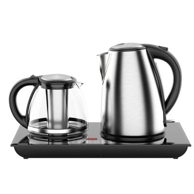 China 360 Degree Rotating Stainless Base 1.7L Tea Tray Set With CB Touch Control Home Appliance CE Approved Keep Hot Electric Tea Maker Kettle for sale