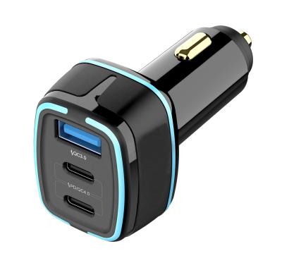 China Dual Type C Port 105W Output 105W Palladium Triplet Port Car Charger USB QC3.0 Fast Charging 3 Port USB Car Charger Fast Charging for sale