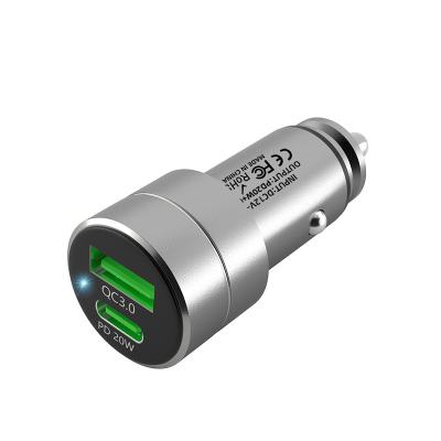 China Aluminum Alloy 36W QC PD Fast Mini Car Charger Luxury Tiny Dual Port Promotion Gifts for sale