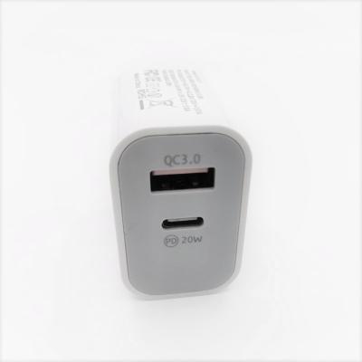 China 2021 Hot Selling 20W Mobile Phone 20W Palladium Type C And USB A Dual Port QC 2 In 1 US Plug Fast Travel Wall Charger Adapter For iPhone iPad for sale