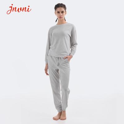 China Soft Women'S 2 Piece Loungewear Long Sleeve And Joggers Solid Sweatsuit Set for sale