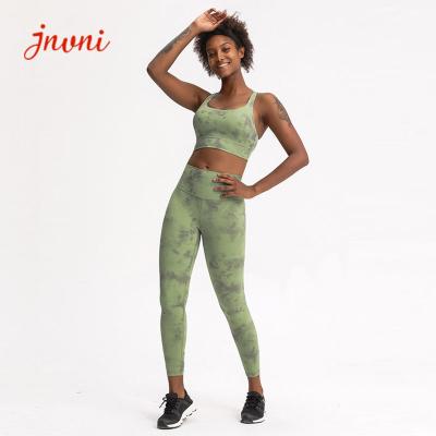 China Bindungs-Färbungs-Yoga-BH und Legging-Satz-Yoga Activewear stellt 220gsm ein zu verkaufen