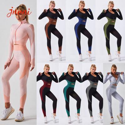 China As mulheres superiores da colheita do zíper Activewear de 2 partes ajustaram caneleiras sem emenda da ioga da cintura alta à venda