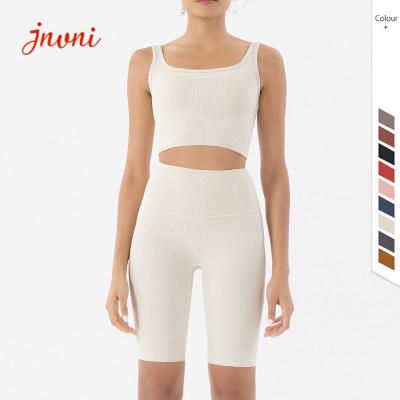 China Yoga 210gsm Activewear stellt Sätze der gewellte weiche Eignungs-laufende kurzen Hosen ein zu verkaufen