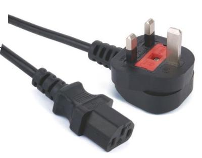 China Electrical Copper Electrical Appliances Computer Power Cable Power Cord 3PIN FLAT PLUG TO 3PIN FLAT JACK BRIT TYPE for sale