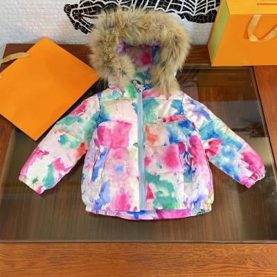 China Hooded Stripper Hooded Children's Anti-Wrinkle Warm Collar Coat Omei Camouflage Coat Fur Cotton Winter Jacket for sale