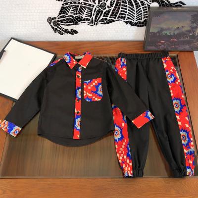 China 2021 Autumn New Big Boys Sleeve Shirt Style Panties Style Set Two-Piece Safari Style Boys Long for sale