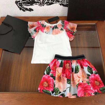 China Lovely Summer Girls Casual Dress Baby Short Sleeve T-shirt Children's Two-Piece Skirt New for sale