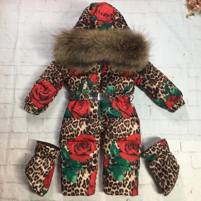 China Children's Natural Fur Anti-Shrink Big Baby Clothes One-Piece Overalls Winter Baby Boy Down Jacket Coat for sale