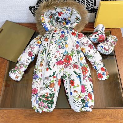 China Autumn Winter Cotton Onesie Children's 100% Cotton Fleece Hatchcoat Down Suit Hooded Baby Thicken One-Piece Baby Boys Down Jacket for sale