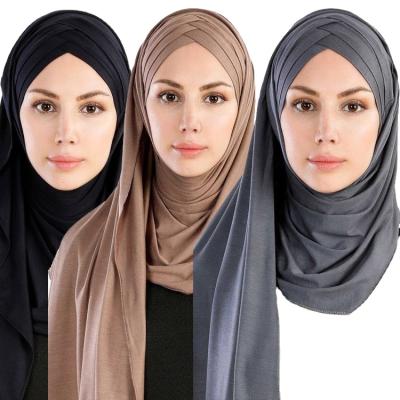 China Wholesale S37 Natural Top Selling Solid Colors Muslim Hijab Snap Tank Top Headscarf Women Refine Arabic Muslim Hijab for sale