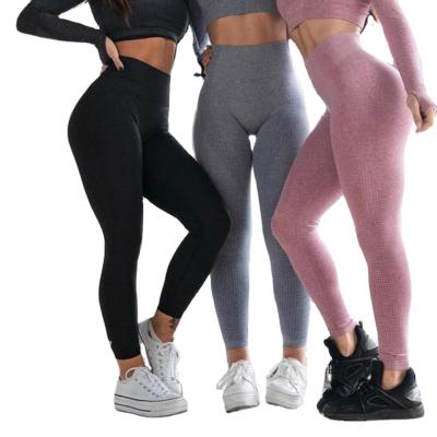 China Custom Antibacterial Logo Women Fitness Spandex Plus Hot Sale Outdoor Sports Waisted Yoga Seamless Pants High Lift Up Tights Gaiters for sale