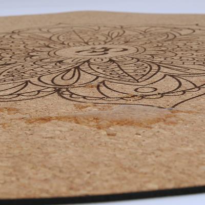 China Custom Made China OEM Print Cork Round Yoga Mat Natural Rubber Eco-Friendly Meditation Mat Eco-Friendly for sale