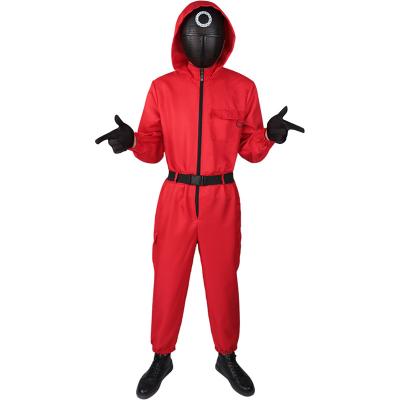 China Popular Red Squid Game Equipment Christmas Halloween Costume Cosplay Overseer Cosplay Game Red Squid Overalls For Sale for sale