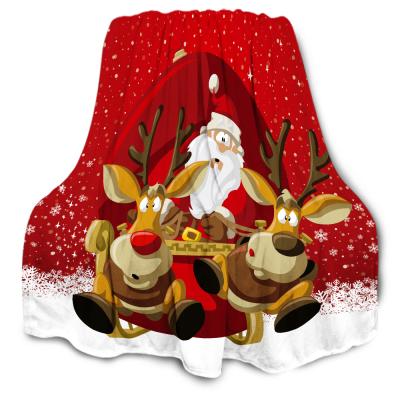 China Christmas plush throw plush shott print blanket custom anti-pilling thick fluffy Christmas blanket wholesale white coral fleece blankets for sale