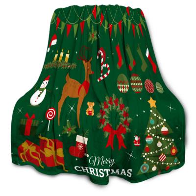 China Super Hot Sale Merry Christmas And Warm Christmas Sherpa Soft Anti-pilling Decorative Blankets for sale