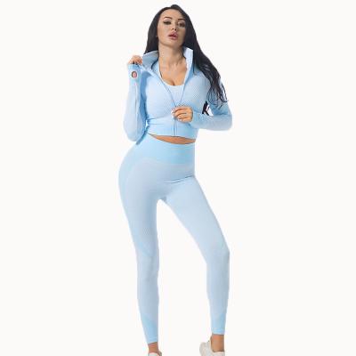 China Custom Logo Long Sleeve Ladies Home Wholesale Breathable Plus Size Workout Clothing Set Women Sportswear Gym Yoga Clothes for sale