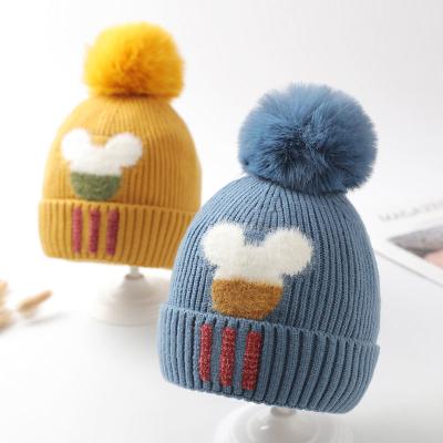 China COMMON New Autumn And Winter Cute Children For 1-5 Years Old Thick And Warm Woolen Knitted Hats For Kids for sale