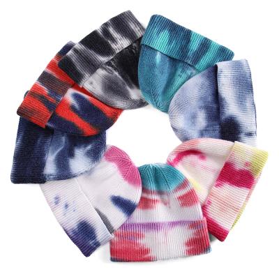 China COMMON new style Autumn Warm Woolen Tie Dye knit Beanie Hat Men and women's wholesale winter knitted hats for sale