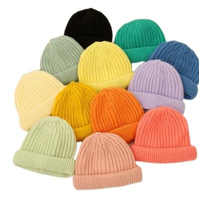 China COMMON children's hat Autumn And Winter Alpaca Wool Beanie Simple Custom Woolen Melon warm knitted hats for kids for sale