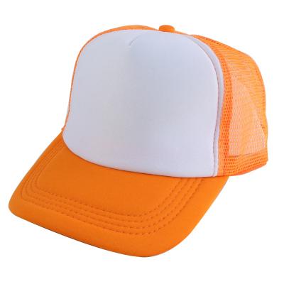 China Mesh Cap Snapback Plain Blank Custom COMMON 5 Panel Orange Trucker Hats for sale