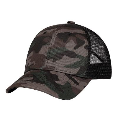 China Custom Men's Sports 6 Panel White Snapback Hat Patch Mesh Camo Trucker Hat for sale