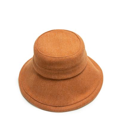 China Retro Picture Autumn And Winter Women Fisherman Hat Wool Fold Mixed Outdoor Wide Brim Men's Warm Bucket Hats for sale