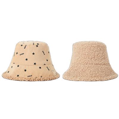 China Fashionable Double-Sided Fuzzy Fisherman Plush Bucket Hat 2021 Image Women's Autumn And Winter Warm Fur Hat Lamb Wool for sale