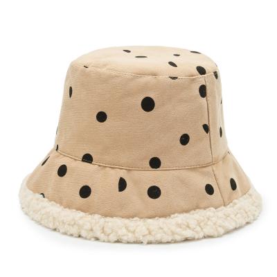 China 2021 Autumn And Winter New Style Full Image Lambs Fur Double-sided Fisherman Hat Wool Warm Printing Courdoroy Bucket Hat for sale