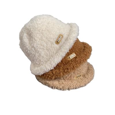 China Picture Teddy Roll Female Autumn And Winter Candy Plush Fur Fisherman Hat Small Label Curved Warm Brim Bucket Hats for sale