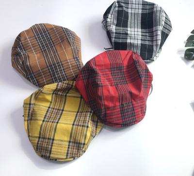 China Large Image Style Painter Style Spring And Plaid Summer British Military Retro Beret Hat Slim Casual Hat All-match for sale