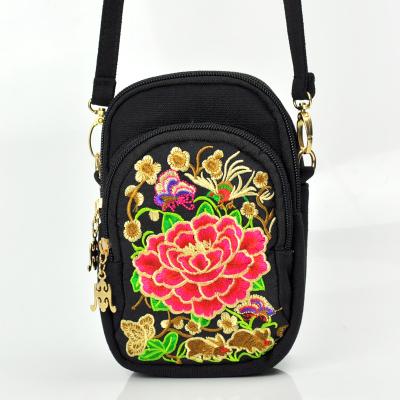 China Hot sale promotion mobile phone bag embroidery shoulder bag mobile phone sling Bohemian bag for sale