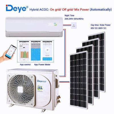 China Household Deye 12K 12000Btu Wifi Solar Power Wall Split Hybrid AC DC Portable Solar Split Air Conditioner System Price With Solar Panel for sale