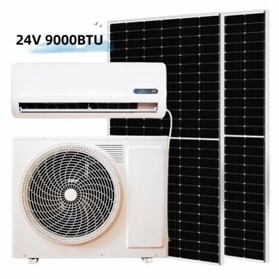 China RV 9000Btu 1HP 0.75Ton 48V Solar Power Price AC DC Hybrid Off Grid Wall Split AC Solar Powered Air Conditioner For Home for sale