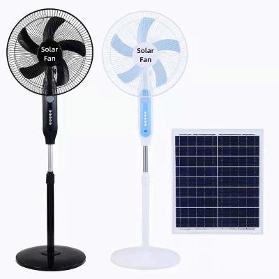 China Hotel Home Appliance 16 Inch 18 Inch Backup 12v DC Rechargeable Electric Standing Pedestal Solar Fan With Solar Panel for sale