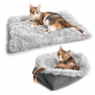 China 2021 New Design Plush Pet Removable Blanket Cat Mat And Fossa 2 In 1 Pet Bed Made Of Cotton And Cloth Pet Nest for sale