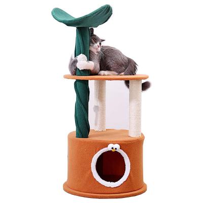 China New Pet Toy Cat Scratcher Tree Cat Bed Cat Condo Made Three Tier Travel Design PF1011 of Polyester and Wood for sale