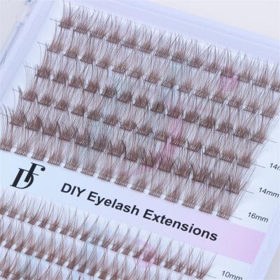 China DIY Group Natural Eyelash Extensions Brown Base DIY Super Soft Thin Lash Extension Kit for sale