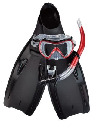 China Durable Wholesale PVC Diving Snorkel Set Tempered Glass Mask and Snorkel Fins Diving Set for sale