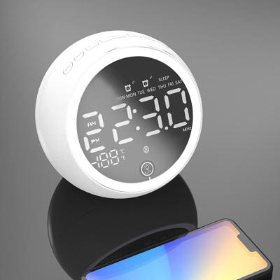 China Phone Function Sleep Night Light Wireless BT Speaker with FM Radio Dual USB Blue Tooth Soundboard Temperature Alarm Clock for Hotel Bedside for sale