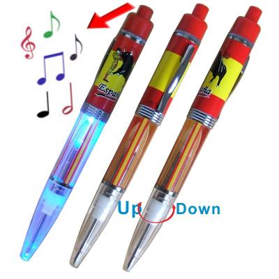 China Promotional Voice Pen Music Pen Gift Classic Led Cartoon Bullfight Pen Spanish Light Musical Sound Pen for sale