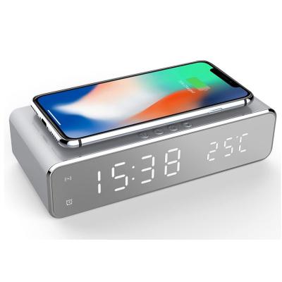 China With Smart Wireless Charger Alarm Clock Digital Calendar Date Temperature Display Desktop Bedside Clock Charging Alarm Clock for sale